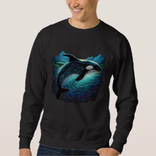 Colorful mystical orca walvis die dolfijnpot bekij trui