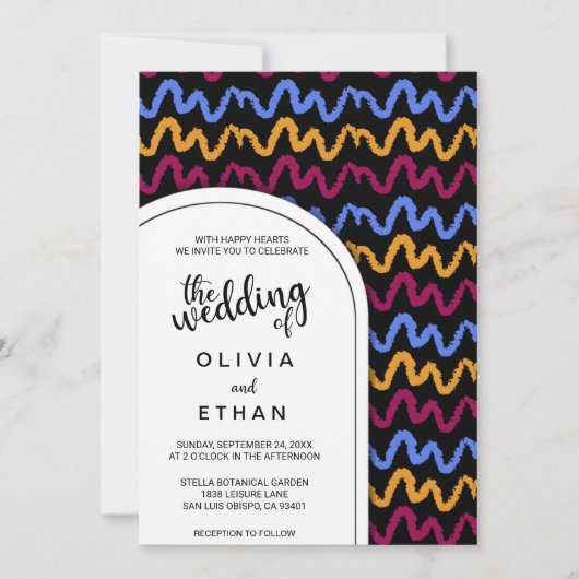Colorful naadloos patroon chic Wedding Invitation Kaart (Voorkant)