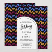 Colorful naadloos patroon chic Wedding Invitation Kaart (Voorkant / Achterkant)