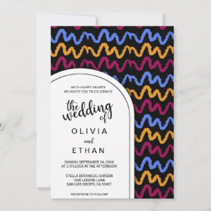 Colorful naadloos patroon chic Wedding Invitation Kaart