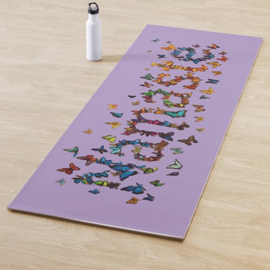Colorful Namaste Butterflies - Lavender Meditation Yogamat (In situ)