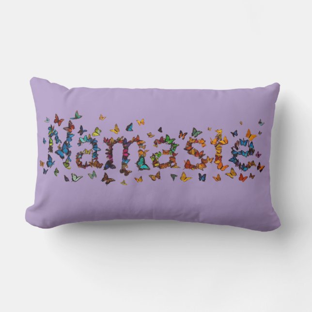 Colorful Namaste Butterflies - Lavender Statement Kussen (Voorkant)