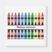 Colorful Name Monogram Pencils Crayon Magneet (Voorkant)