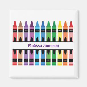 Colorful Name Monogram Pencils Crayon Magneet