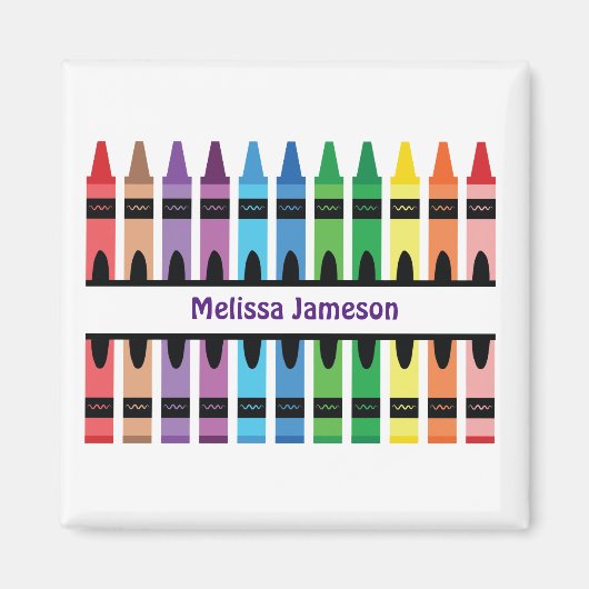 Colorful Name Monogram Pencils Crayon Magneet (Voorkant)