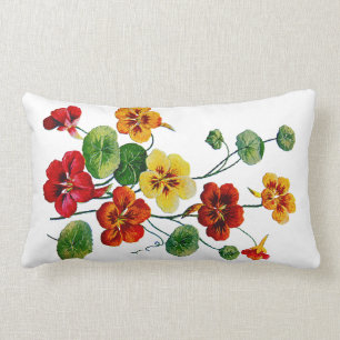 Colorful Nasturtiums Faux Embroided Pillow Kussen