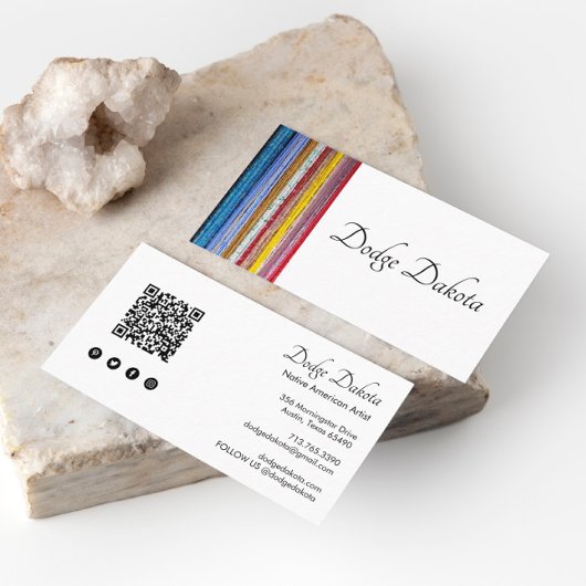 Colorful Native American Stripes Custom QR Code Visitekaartje