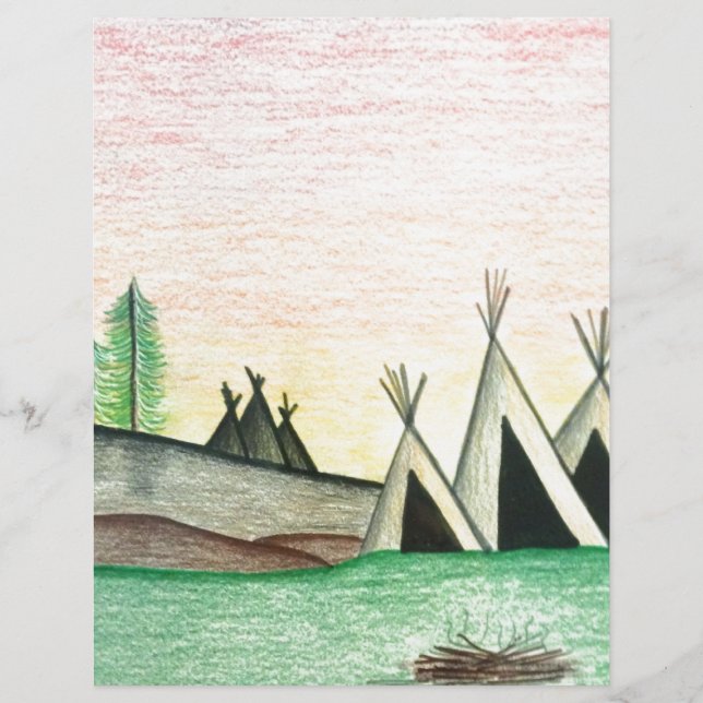 Colorful Native American Teepee Folk Art (Voorkant)