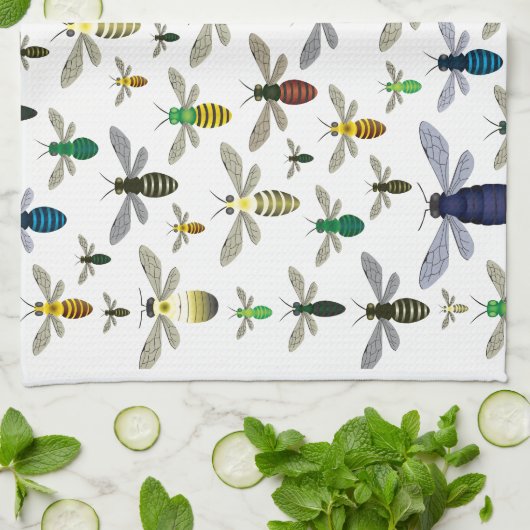 Colorful Native Bees Kitchen Towel Theedoek (Gevouwen)