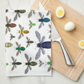 Colorful Native Bees Kitchen Towel Theedoek (Quarter Fold)