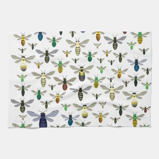 Colorful Native Bees Kitchen Towel Theedoek (Horizontaal)