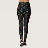 Colorful Nautical Boat Anchors Patroon Leggings (Achterkant)