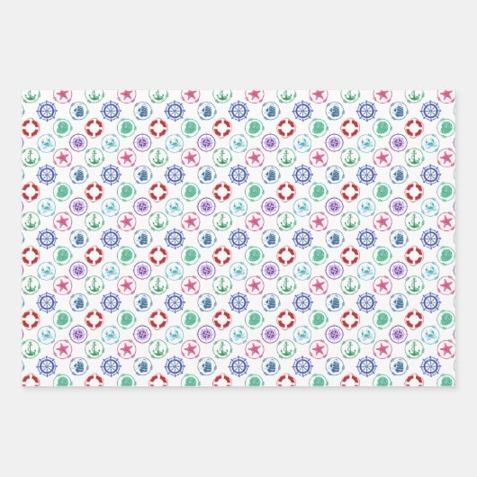 Colorful Nautical Pattern Inpakpapier Vel (Voorkant)