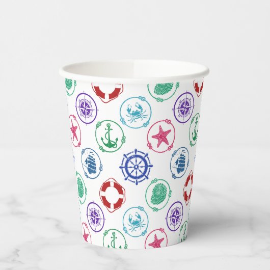 Colorful Nautical Pattern Papieren Bekers (Links)