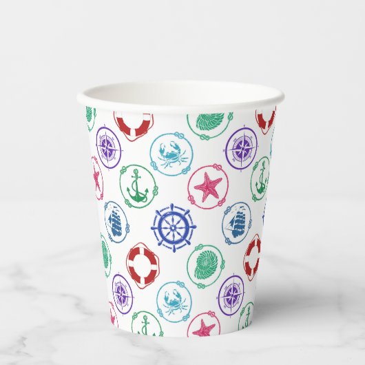 Colorful Nautical Pattern Papieren Bekers (Voorkant)