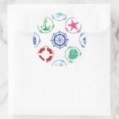 Colorful Nautical Pattern Ronde Sticker (Tas)