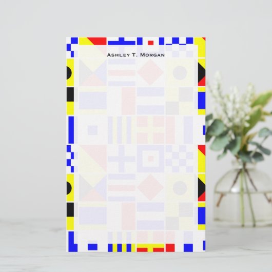 Colorful Nautical Signal Flagpatroon Briefpapier (Staand voorkant)