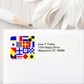 Colorful Nautical Signal Flagpatroon Etiket (Insitu)