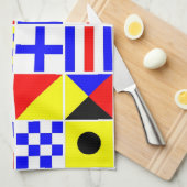 Colorful Nautical Signal Flagpatroon Theedoek (Quarter Fold)