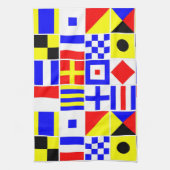 Colorful Nautical Signal Flagpatroon Theedoek (Verticaal)