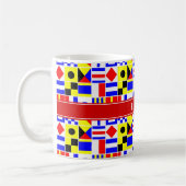 Colorful Nautical Signal Flags Red Name Monogram Koffiemok (Links)