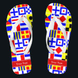 Colorful Nautical Signal Flags Red Name Monogram Teenslippers<br><div class="desc">De kleurrijke Nautical Signal vlaggen met het Etiket van het Monogram van de Rode Naam Monogram passen dit met jouw naam, monogram of andere tekst aan. U kunt de doopvont ook veranderen, doopvontgrootte en doopvontkleur veranderen, de tekst bewegen, extra tekstgebieden toevoegen, enz. Wil je dit zien in een andere kleurencombinatie?...</div>