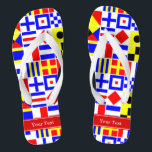 Colorful Nautical Signal Flags Red Name Monogram Teenslippers<br><div class="desc">De kleurrijke Nautical Signal vlaggen met het Etiket van het Monogram van de Rode Naam Monogram passen dit met jouw naam, monogram of andere tekst aan. U kunt de doopvont ook veranderen, doopvontgrootte en doopvontkleur veranderen, de tekst bewegen, extra tekstgebieden toevoegen, enz. Wil je dit zien in een andere kleurencombinatie?...</div>