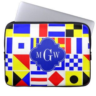 Colorful Nautical Signal Flags Royal 3I Monogram Laptop Sleeve