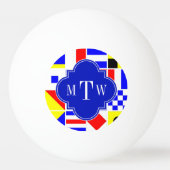 Colorful Nautical Signal Flags Royal 3I Monogram Pingpongbal (Achterkant)