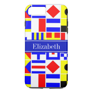 Colorful Nautical Signal Flags Royal Name Monogram iPhone 8/7 Plus Hoesje