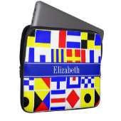Colorful Nautical Signal Flags Royal Name Monogram Laptop Sleeve (Voorkant Rechts)