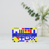 Colorful Nautical Signal Flags Royal Name Monogram Visitekaartje (Staand voorkant)