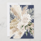 Colorful Navy & Beige Pampas Wedding Kaart (Achterkant)