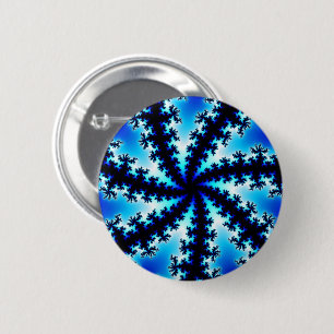 Colorful Navy Blue and White Fractal Ronde Button 5,7 Cm