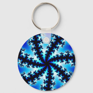 Colorful Navy Blue and White Fractal Sleutelhanger