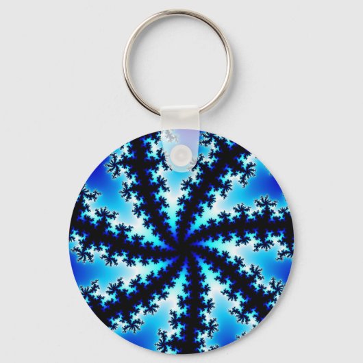Colorful Navy Blue and White Fractal Sleutelhanger (Voorkant)