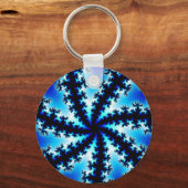 Colorful Navy Blue and White Fractal Sleutelhanger (Voorkant)
