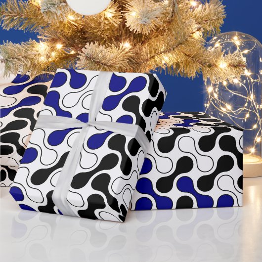 Colorful Navy Blue Geometric Metaball Pattern Cadeaupapier (Feestdagen)