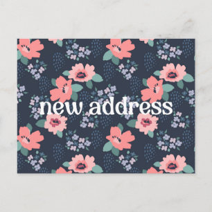 Colorful Navy Floral We verhuisden nieuwe thuisbew Briefkaart