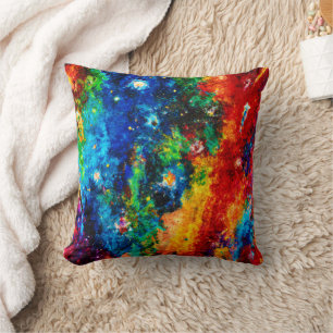 Colorful Nebula en Stars art Kussen