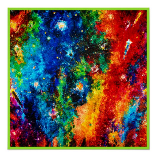 Colorful Nebula en Stars art Perfect Poster (Voorkant)