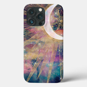 Colorful Nebula Gold Doodles Sun Moon Mandala Case-Mate iPhone Case