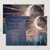 Colorful Nebula Gold Doodles Sun Moon Mandala Kaart (Voorkant / Achterkant)