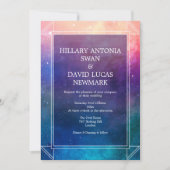 Colorful Nebula Modern Wedding Invitation Kaart (Voorkant)
