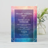 Colorful Nebula Modern Wedding Invitation Kaart (Staand voorkant)
