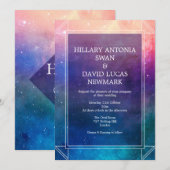 Colorful Nebula Modern Wedding Invitation Kaart (Voorkant / Achterkant)