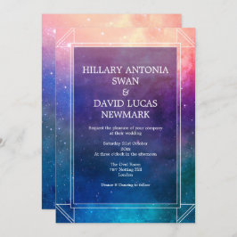 Colorful Nebula Modern Wedding Invitation Kaart