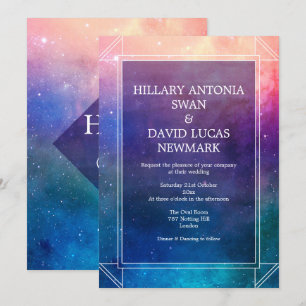 Colorful Nebula Modern Wedding Invitation Kaart