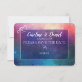 Colorful Nebula Typografie Save the Date Kaart (Achterkant)