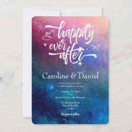 Colorful Nebula Typography Wedding Invitation Kaart